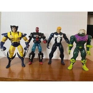 Vintage Lot Marvel Toybiz Action Figures, Large 1995-99 Spiderman Wolverine, Etc